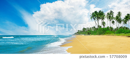 Panoramic tropical seascape with blue sky and Panoramic tropical seascape with blue sky and 57708009
