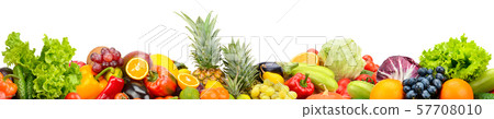 Wide photo fruits and vegetables isolated on white Wide photo fruits and vegetables isolated on white 57708010