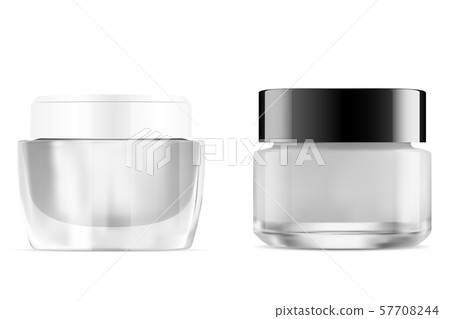 Cream Jar. Glass Cosmetic Jar. Round Container Cream Jar. Glass Cosmetic Jar. Round Container 57708244