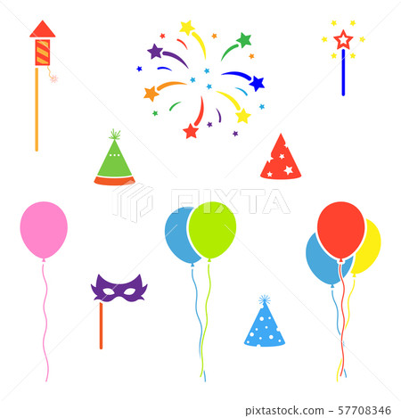 Bright colorful balloon, fireworks, rocket, Bright colorful balloon, fireworks, rocket, 57708346