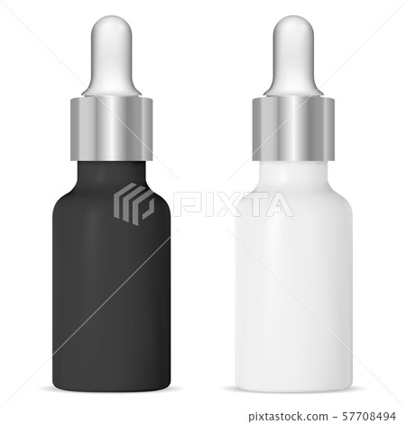 Serum dropper bottle. Black, white cosmetic vial Serum dropper bottle. Black, white cosmetic vial 57708494