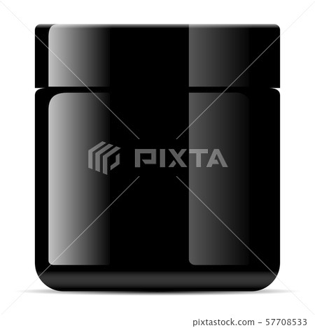 Black Cosmetic Cream Jar. Face Cream Container. 3d Black Cosmetic Cream Jar. Face Cream Container. 3d 57708533
