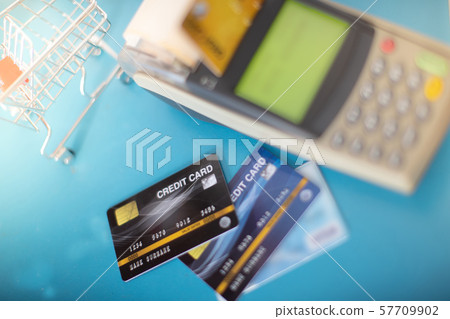 Swipe multiple credit cards in the shop. shopping Swipe multiple credit cards in the shop. shopping 57709902