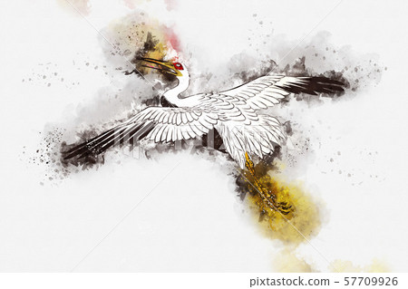 Ukiyoe crane, part 5, watercolor 57709926