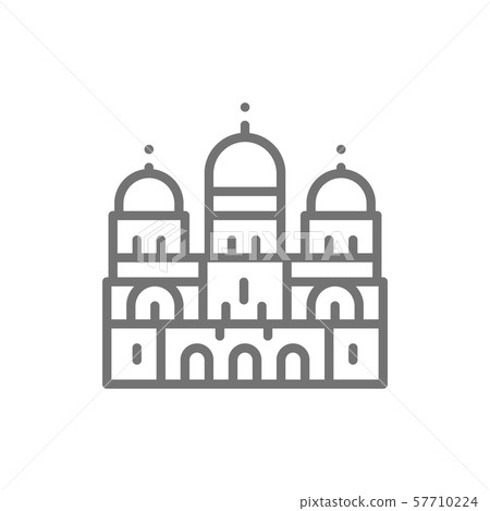 Basilica of the Sacred Heart, landmark of Paris, France line icon. 57710224