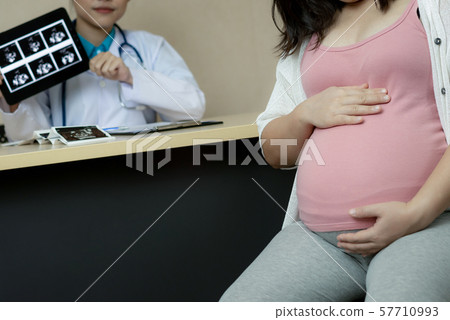 Pregnant Woman and Gynecologist Doctor at Hospital Pregnant Woman and Gynecologist Doctor at Hospital 57710993