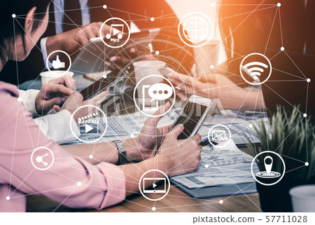 Social media and people network technology concept. 57711028