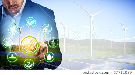 Wind turbine double exposure graphic interface. Wind turbine double exposure graphic interface. 57711089