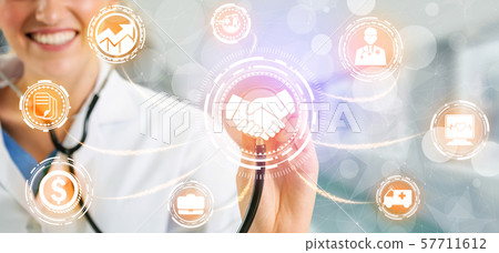Doctor with health insurance healthcare graphic. Doctor with health insurance healthcare graphic. 57711612