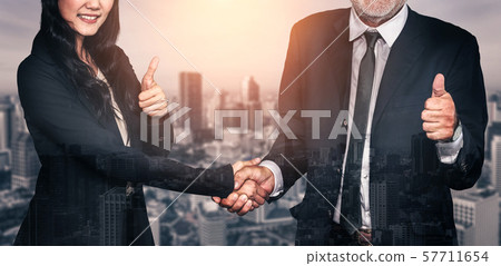 Double Exposure Image of Business and Finance. 57711654