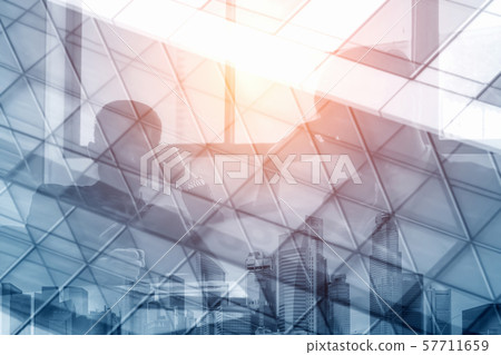 Double Exposure Image of Business People Abstract 57711659