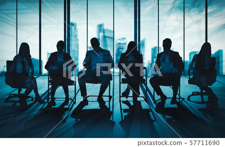 Double Exposure Image of Many Business People. Double Exposure Image of Many Business People. 57711690