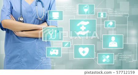 Doctor with Medical Healthcare Graphic in Hospital 57712159