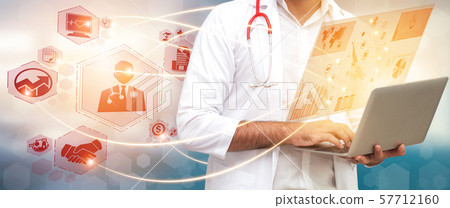 Doctor with health insurance healthcare graphic. 57712160
