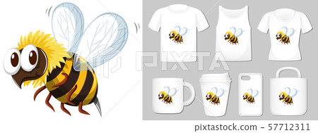 Graphic of honey bee on different types of product 57712311