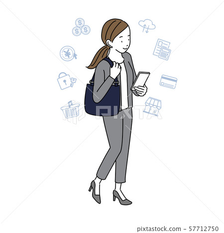 Woman with smartphone isometric illustration 57712750