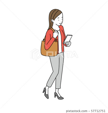 Woman with smartphone isometric illustration 57712751