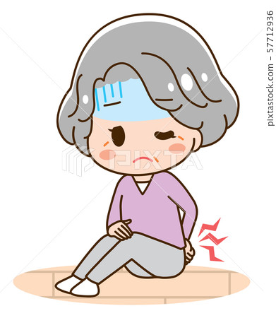 腰疼高級老年婦女例證 57712936