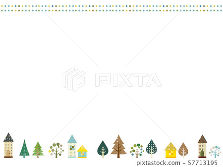 Scandinavian style house / trees / dot frame Scandinavian style house / trees / dot frame 57713195