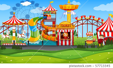 Fun fair amusement park empty - Stock Illustration [57713345] - PIXTA