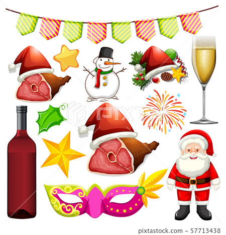 Set of christmas elements on white background - Stock Illustration ...