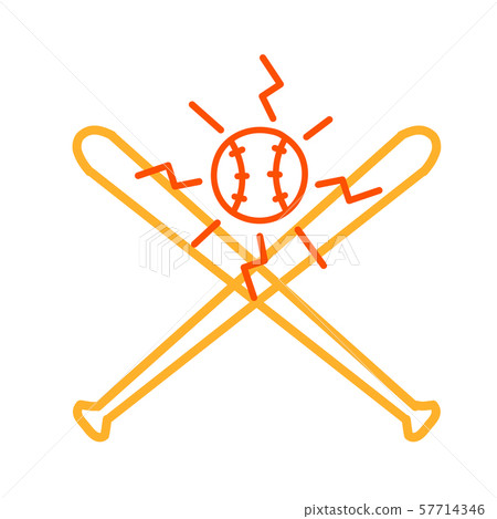 Crossed Baseball Bat and Ball Monoline 57714346