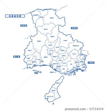 兵庫縣地圖簡單的白色地圖城市 57714374