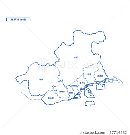 Kobe City Map Simple White Map City 57714382
