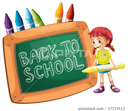 Back to school template with girl 57714513
