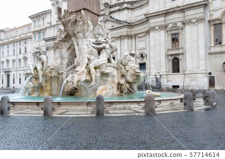 Fountain of the Four Rivers with church of 57714614