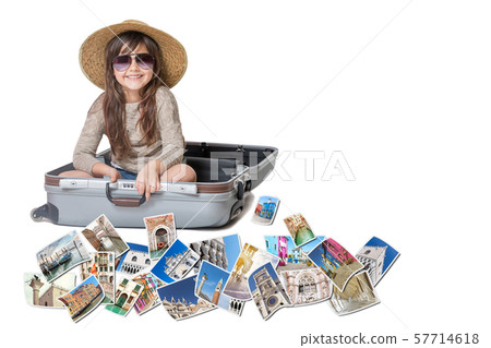 Smiling little girl travel Venice concept Smiling little girl travel Venice concept 57714618