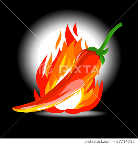 Chili pepper and flame float in the dark Chili pepper and flame float in the dark 57714785