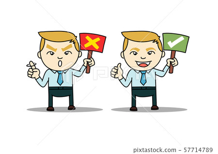 Worker business man with true and fault signs Worker business man with true and fault signs 57714789