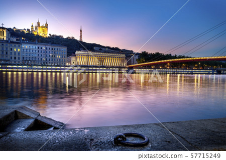 river, bridge, night 57715249