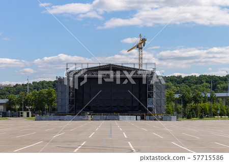 Stage preparation for the city open-air music festival 57715586