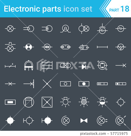 Electric and electronic icons, electric diagram symbols. Lighting. 57715975