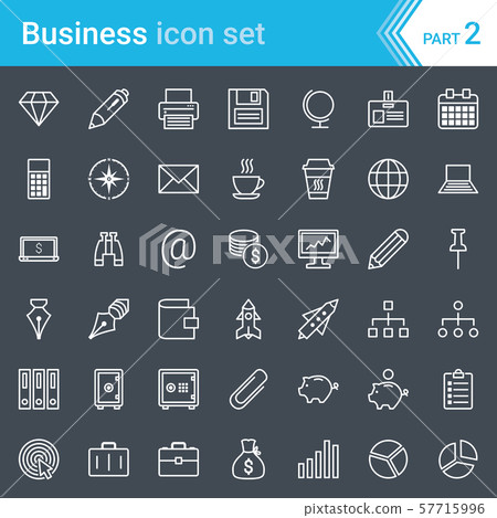 Modern, stroked business icons isolated on dark background Modern, stroked business icons isolated on dark background 57715996