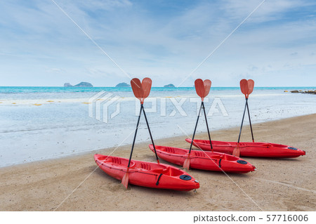 kayaks on the tropical beach kayaks on the tropical beach 57716006