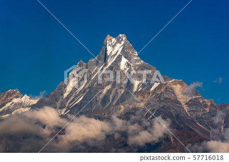 Fishtail peak or Machapuchare mountain with clear sky Fishtail peak or Machapuchare mountain with clear sky 57716018
