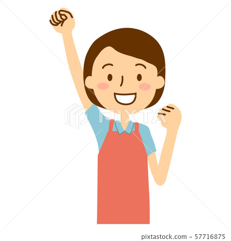 Apron polo shirt woman guts pose pink light blue 57716875