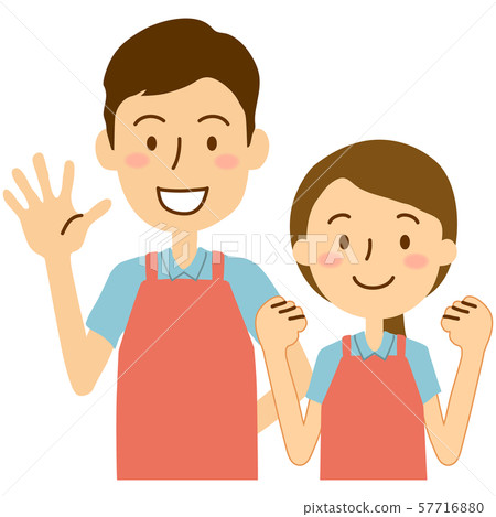 Apron polo shirt men and women pink light blue Apron polo shirt men and women pink light blue 57716880