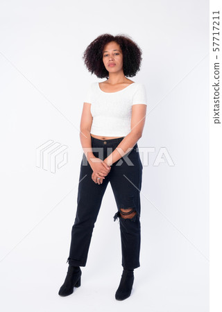 Full body shot of young beautiful African woman 57717211