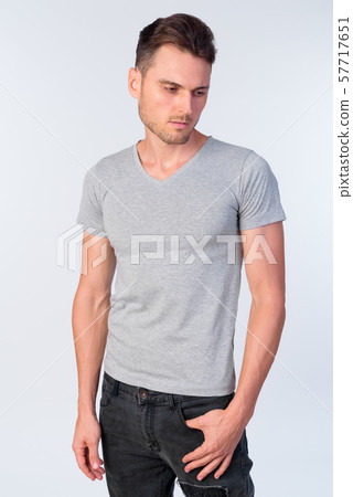 Studio shot of handsome man with casual clothing 57717651