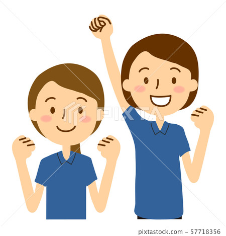 Two women in polo shirts blue 57718356
