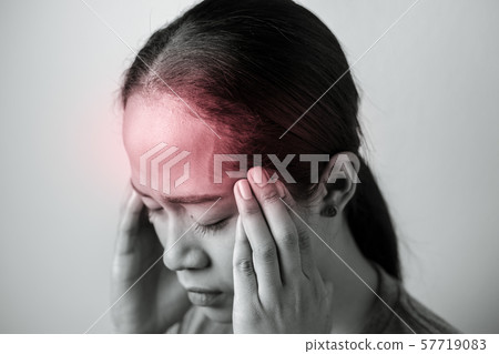 Black and white young woman with of stress and Black and white young woman with of stress and 57719083