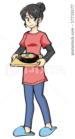 Illustration of a young housewife 57719177