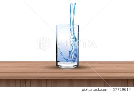water glass on the wooden table on the white background water glass on the wooden table on the white background 57719614