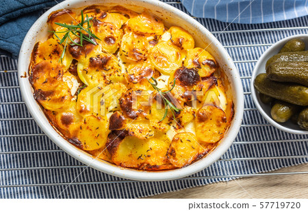 Roasted potatoes in baking dish traditional easten 57719720