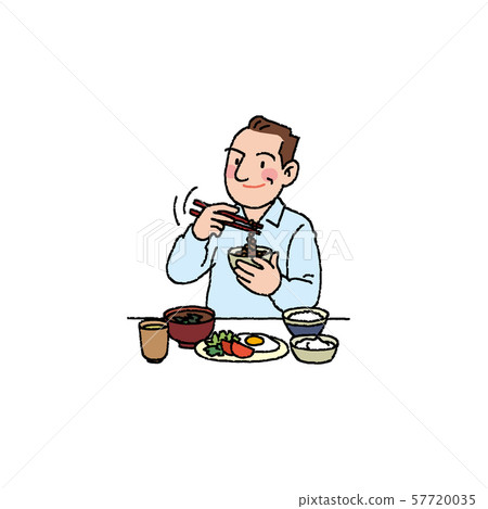Dad eating natto Dad eating natto 57720035