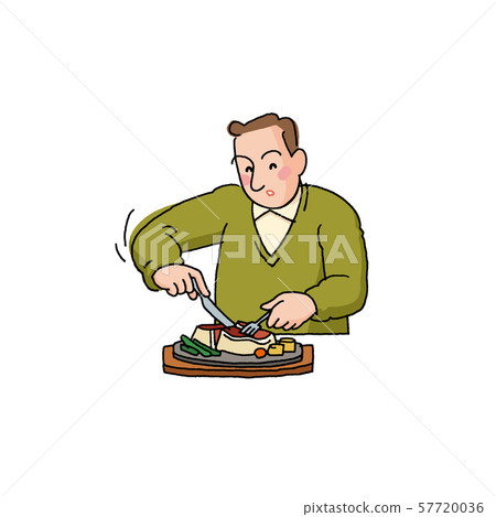 Dad eating a thick steak Dad eating a thick steak 57720036